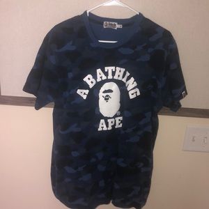 Authentic blue camo BAPE College tee, short sleeve
